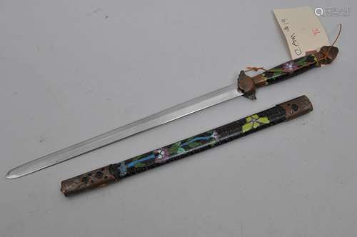 Miniature sword. China. Circa 1930. Cloisonne mounts. 11-1/2