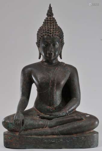 Bronze Buddha. Thailand. 20th Sukhothai style. Seated Figure. 24