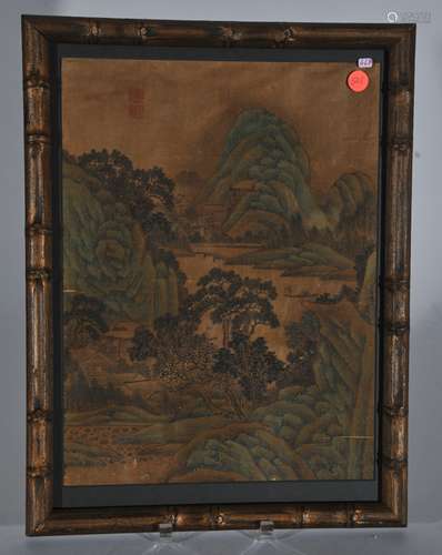 Scroll painting. China. 19th century. Ink and colours on silk. Framed and glazed. 16