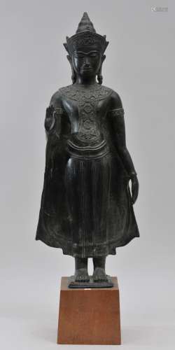 Bronze Buddha. Thailand. 20th century. Ayuthaya style. Standing figure. 23