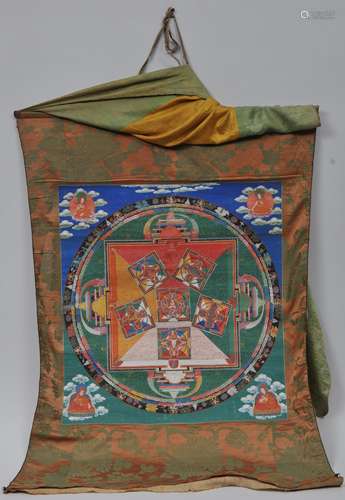 Buddhist painting. Tibet. 18th century. Thangkha of a Mandala with lineage figures. 27