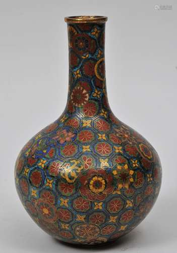 Cloisonné bottle vase. China. 18th century. Decoration of brocade spheres. 9