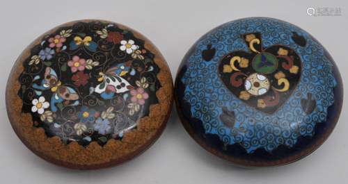 Two Cloisonné boxes. Japan. Meiji period. (1868-1912). Each about 2-1/2