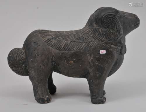 Pottery animal. China. 19th century. Han style. Unglazed figure of a sheep. 12