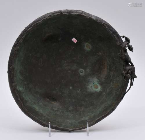 Bronze planter. Japan. Meiji period. (1868-1912). Curling dragon to one side. 13