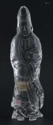Rock Crystal carving. China. Early 20th century. Standing figure of The Goddess of Mercy Kuan Yin. 8-1/4