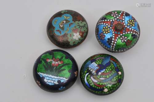 Lot of four Cloisonné boxes. Japan. Meiji period. (1868-1912). Each about 2