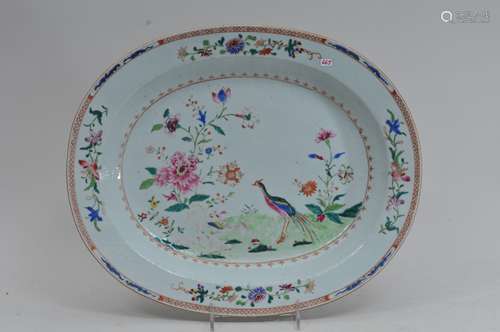 Chinese Export platter. Late 18th century. Famille Rose decoration of birds and flowers. 15