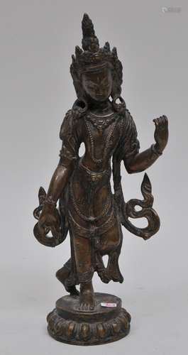 Bronze Buddhist image. Nepal. 19th century. Standing figure of Tara. 10