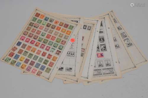 Thirteen sheets of Chinese and Philippine's early 20th century postage stamps. Sheets are partially filled.