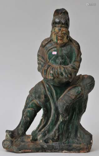 Pottery figure. China. Ming period (1368-1644). San Tsai glazed figure in court costume.  17