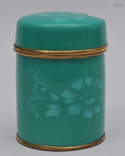 Cloisonné box. Japan. Circa 1950. Musen style decoration of flowers in two shades of turquoise green. 3