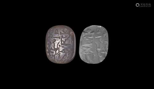 Phoenician Scaraboid Stamp Seal with Hieroglyphs