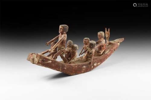 Egyptian Painted Boat with Oarsmen