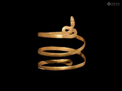 Romano-Egyptian Gold Coiled Snake Bracelet