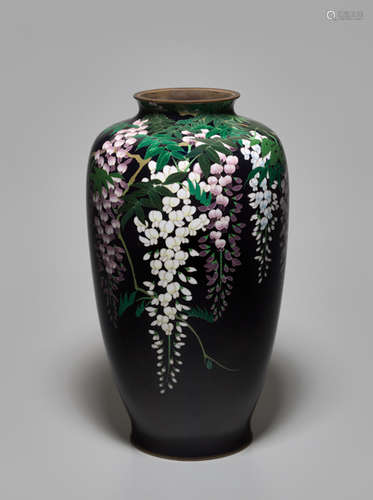 A CLOISONNÉ VASE WITH FUJI BLOSSOMS