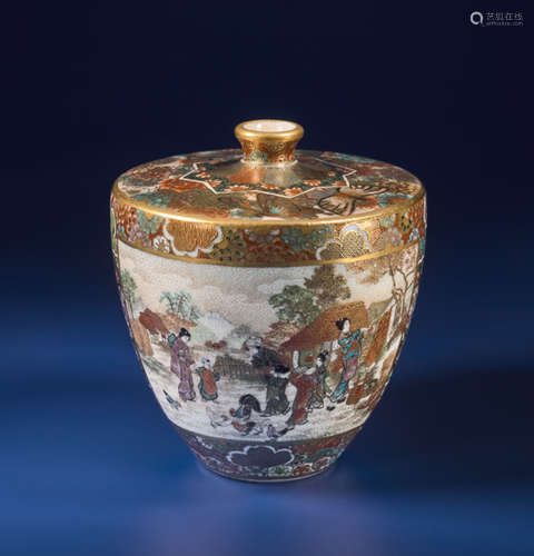 HOZAN: A SMALL SHOULDERED SATSUMA VASE