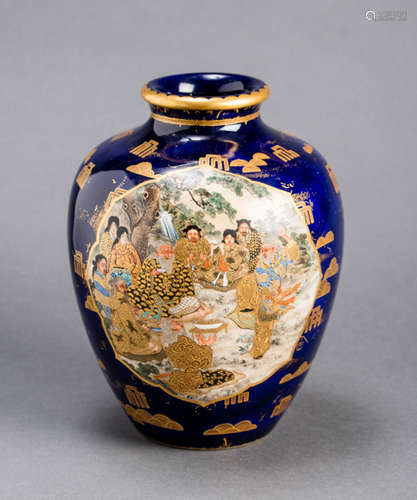 KENZAN: SATSUMA VASE WITH WISEMEN