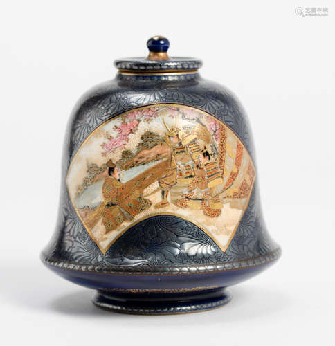 KINKOZAN: BELL-SHAPED LIDDED SATSUMA VESSEL