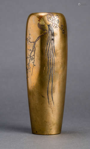 KURODA: BRONZE VASE WITH ROOSTER