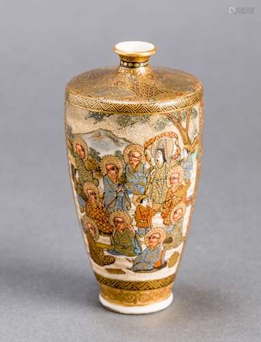 HODODA: A SMALL SATSUMA VASE WITH SAINTS