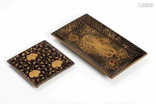 A PAIR OF LACQUERED TRAYS