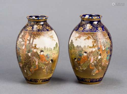 KENZAN: PAIR OF SATSUMA VASES