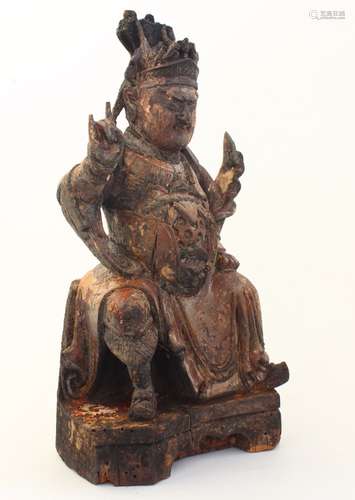 A Wooden Figurine of Guan Gong, 18th Century.