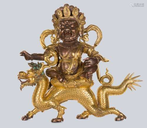 A Gilt Bronze Figure of White Jambhala, China, 18th Century..