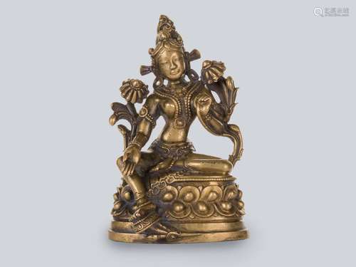 A Copper Alloy Figurine of Green Tara, Pala Revival Style 18th Century.