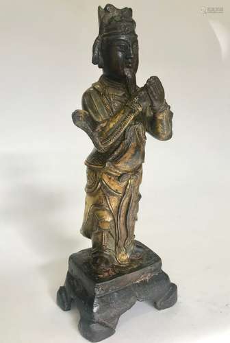 A Gilt Bronze Figurine of Monk, China, Ming Dynasty 16th century.