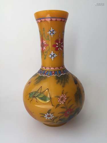 An Enameled Glass Vase, China, Probably Republic Period.