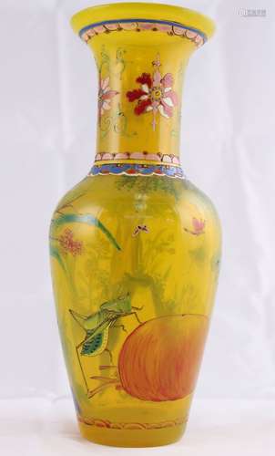 An Enameled Glass Vase, China, Probably Republic Period.