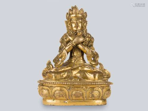 A Gilt Bronze Figure of Vajradhara, Tibet 17th Century.