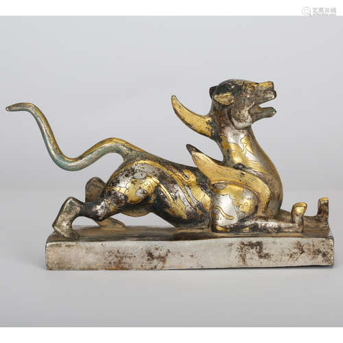 CHINESE GILT BRONZE BEAST