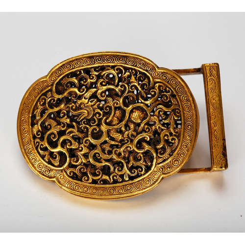 CHINESE GILT BRONZE BELT BUCKLE