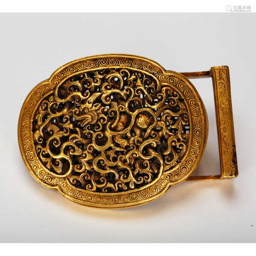 CHINESE GILT BRONZE BELT BUCKLE