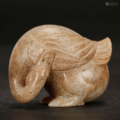 CHINESE ARCHAIC JADE CARVED GOOSE