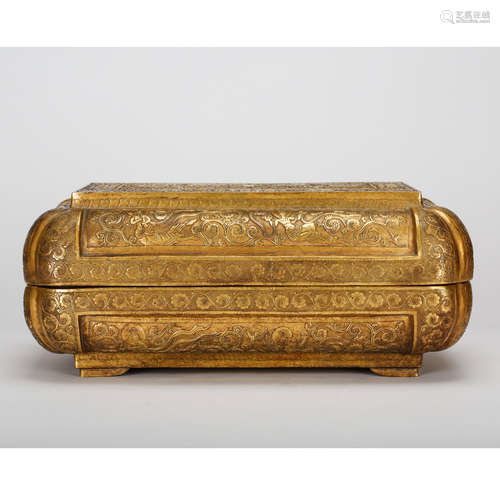 CHINESE GILT BRONZE COVER BOX