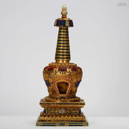 CHINESE CLOISONNE ENAMEL STUPA