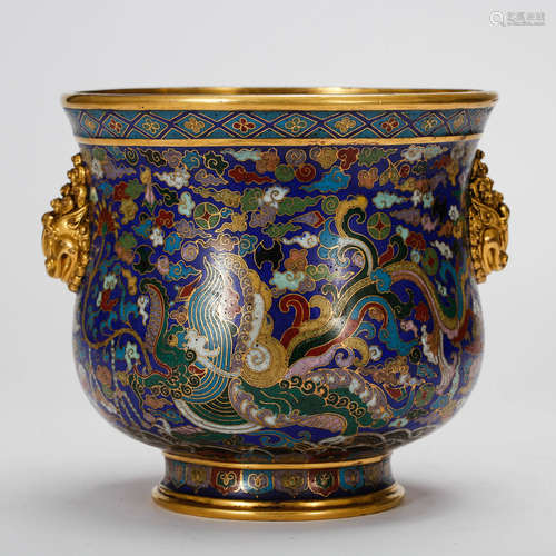 CHINESE CLOISONNE FOOLION MASK CENSER