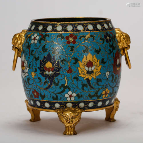 CHINESE CLOISONNE DRUM SHAPE CENSER