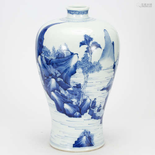 CHINESE BLUE AND WHITE MEIPING VASE