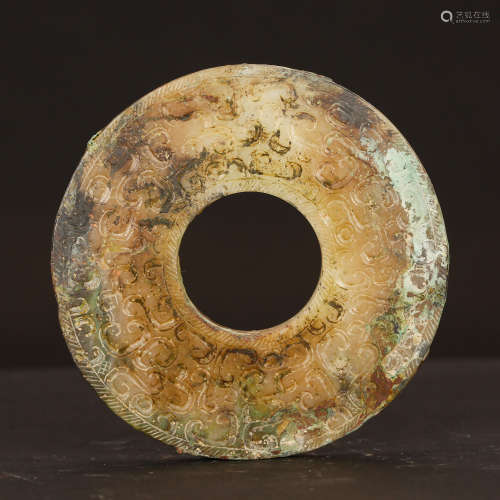 CHINESE ARCHAIC JADE BI DISK