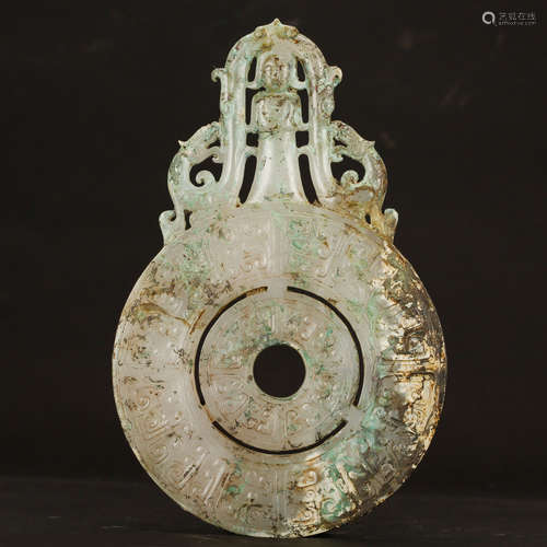 CHINESE ARCHAIC JADE BI DISK