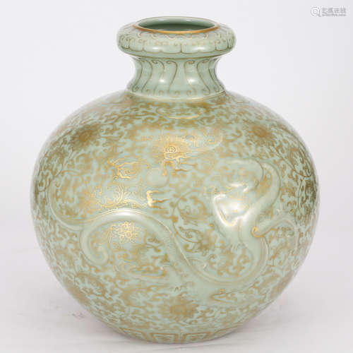 CHINESE GILT CELADON GLAZED VASE