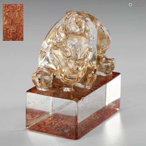 CHINESE ROCK CRYSTAL CARVED SEAL