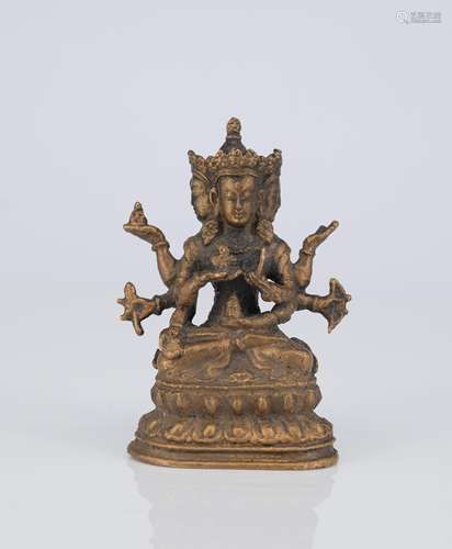 CHINESE BRONZE SEATED GUANYIN