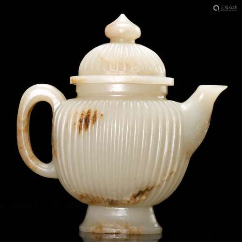 CHINESE WHITE JADE TEA POT
