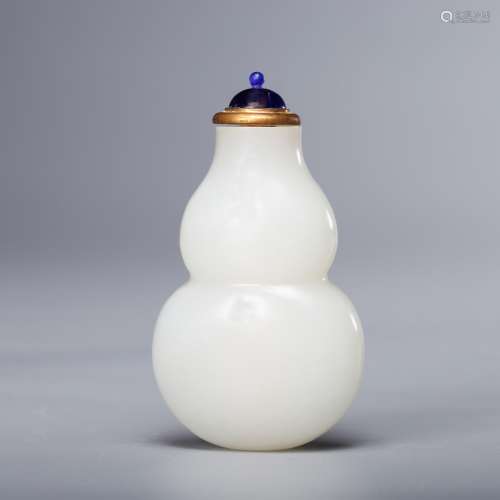 CHINESE WHITE JADE DOUBLE GOURD SNUFF BOTTLE